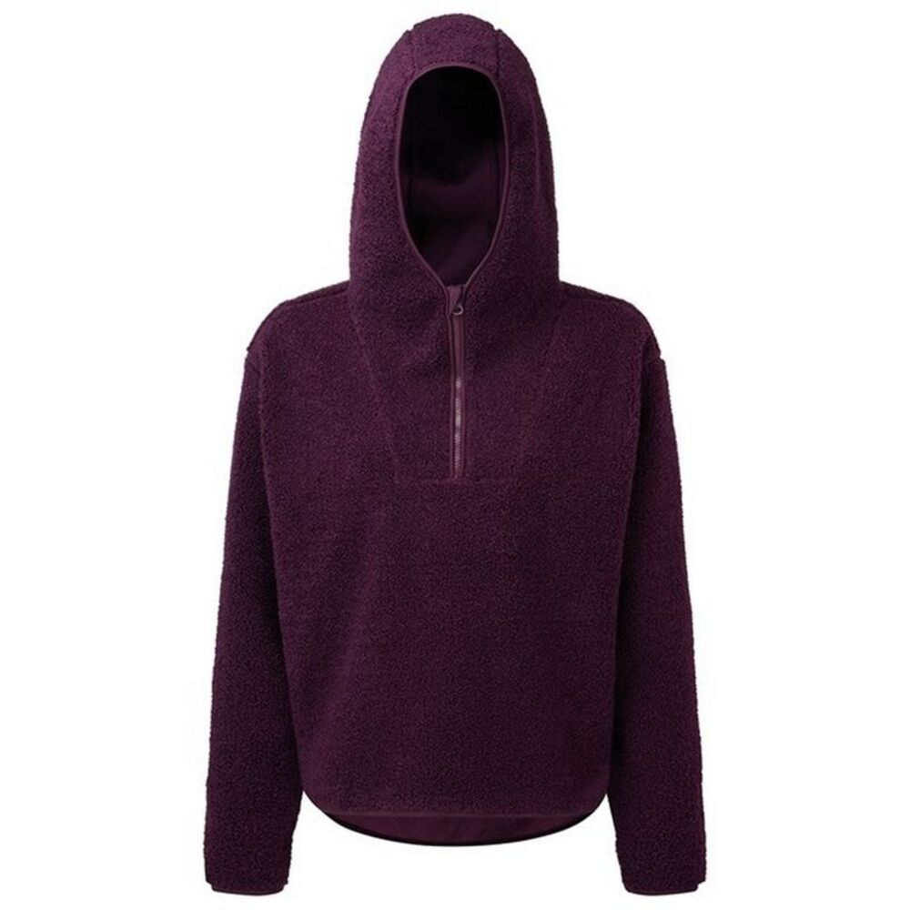 TriDri Womens/Ladies Sherpa Fleece Quarter Zip Hoodie / Mulberry Red